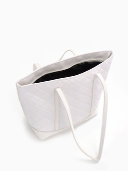 Сумка - шоппер женская на молнии, 35×12×27 см, со стёжкой, белая