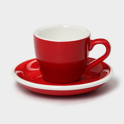 Кофейная пара фарфоровая Magistro Coffee time, 2 предмета: чашка 80 мл, блюдце d=11,5 см, цвет красный
