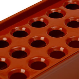 Ящик для выращивания зелёного лука, 40×19×10 см, 21 лунка, пластик, красный