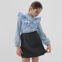 Юбка школьная для девочки MINAKU: Casual Collection, серая, рост 134 см