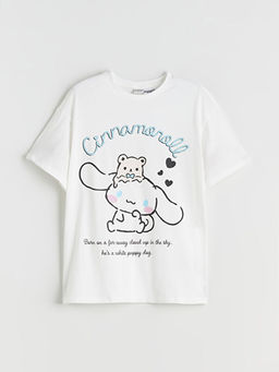 Bisiklet Yaka Cinnamoroll Bask?l? K?z ?ocuk Ti??rt