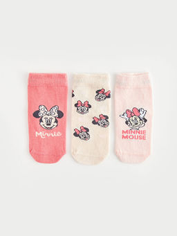 Minnie Mouse Bask?l? K?z Bebek Soket ?orap 3l?