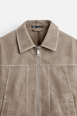 FADED LEATHER EFFECT JACKET - Zara фото 9