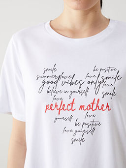 Bisiklet Yaka Bask?l? Hamile Ti??rt