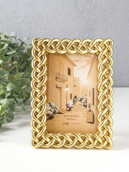 Фоторамка полистоун 10х15 см "Коса" золото 14,8х2х20 см