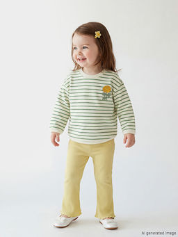 Bisiklet Yaka ?i?ek Nak??l? K?z Bebek Sweatshirt