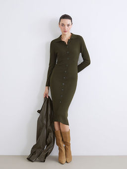 Polo Yaka Triko Elbise