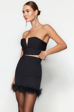 TRENDYOLMILLA Siyah Otrisli Etek TPRAW24ET00018