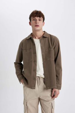 Хлопковая рубашка с длинными рукавами Relax Fit - Defacto фото 7