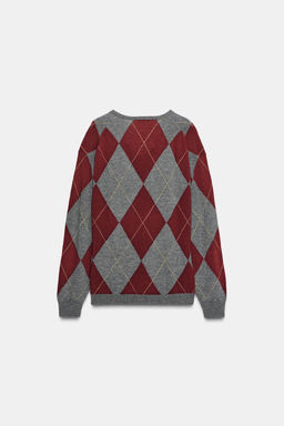100% WOOL DIAMOND SWEATER - Zara фото 7