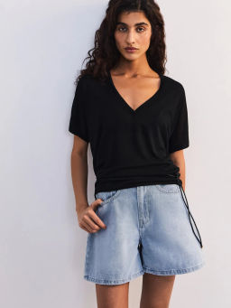 Джинсовые шорты А-силуэта с эластичным поясом ZR2605092306-101 / Zarina