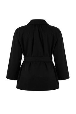 Siyah Oversize Buyuk Beden Kusakl? K?sa Trenckot TWOSS26BM00001 - Trendyolmilla фото 4