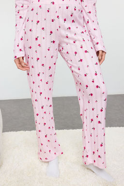 Trendyolmilla Beyaz %100 Pamuklu Cicekli Ajurlu/Delikli Fitilli Orme Pijama Tak?m? THMAW25PT00057 фото 9