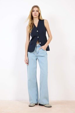 Siyah Yuksek Bel Uzun Boy %100 Pamuk Wide Leg Jeans TWOSS26JE00130 - Trendyolmilla фото 7