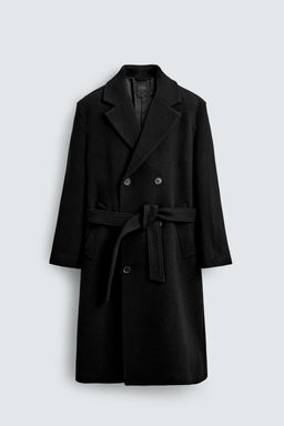 DOUBLE-BREASTED WOOL BLEND COAT WITH BELT - Zara фото 8