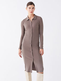 D?z Uzun Kollu Kad?n G?mlek Elbise