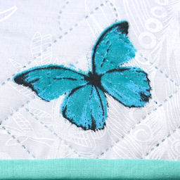 Бабочки Покрывало 260х215см, спальное место 180см, макосатин 115г/м2 - хлопок 70%, полиэстер 30%, ультрастеп, наполнитель синтепон 70г/м2, подкладка полиэстер, 3 декоративных чехла с запахом: 50х70см, французский кант - 2шт, 30х50см - 1шт, Домашня - Домашняя мода фото 2