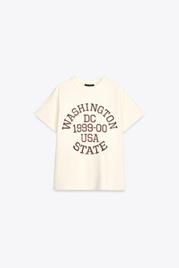 WASHED-EFFECT TEXT PLUSH SWEATSHIRT - Zara фото 18