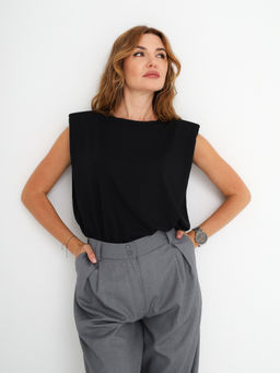 Футболка с подплечниками, черная - Inzibe фото 6