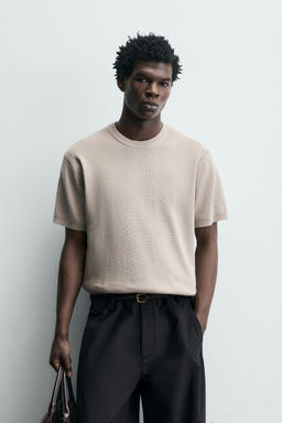 CAMISETA PUNTO PERLADO / Gris perla