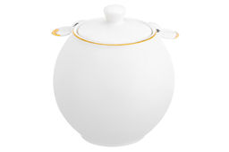 Сахарница с крышкой 650 мл 15,5*11,7*13 см "Кролики" белая с золотом