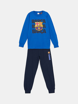 Bisiklet Yaka Barcelona Bask?l? Erkek ?ocuk Pijama Tak?m?