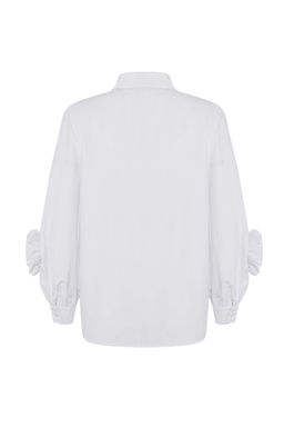 TRENDYOLMILLA Beyaz Gul Detayl? Poplin Dokuma S?k Gomlek TPRSS25GO00002  фото 7