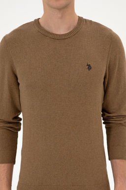Джемпер U.S. Polo Assn Slim Fit хаки меланж из хлопка