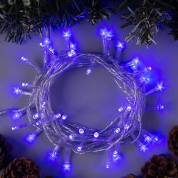 Гирлянда Нить 5 м, IP20, прозрачная нить, 50 LED, 8 режимов, 220 В, свечение синее