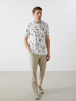 Polo Yaka K?sa Kollu Desenli Pike Erkek Ti??rt