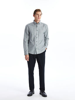 Regular Fit Uzun Kollu Ekose Gabardin Erkek G?mlek