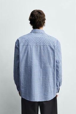 CAMISA RELAXED FIT CUADROS TEXTURA / Azul - Zara фото 3