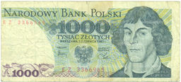 Банкнота 1000 злотых 1982 года Польша