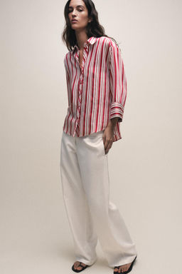 STRIPED SHIRT WITH TURN-UP SLEEVES