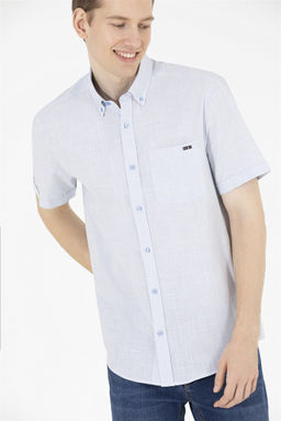 U. S. Polo Assn / Мужская синяя рубашка с коротким рукавом - U.s. polo assn фото 2