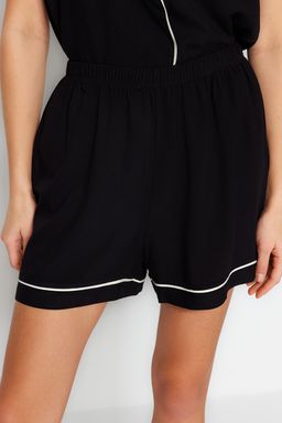 Trendyolmilla Siyah Kusakl? Biye Detayl? Viskon Sortlu Dokuma Pijama Tak?m? THMSS23PT00203  фото 15