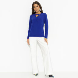 Блуза из трикотажа-лапша Неисчерпаемый талант (спелая голубика) - Charutti фото 4