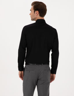 Siyah Slim Fit %100 Pamuk Klasik G_mlek