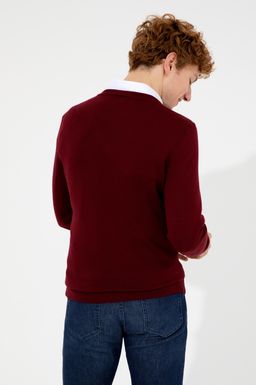 U. S. Polo Assn Мужской базовый трикотажный свитер бордового цвета с v-образным вырезом - U.s. polo assn фото 5