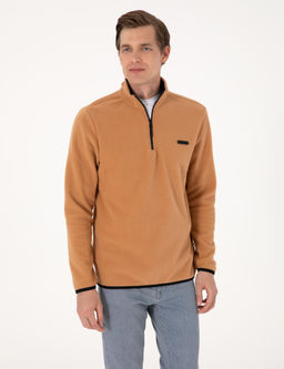 A__k Kahverengi Regular Fit Yar_m Fermuarl_ Polar Sweatshirt