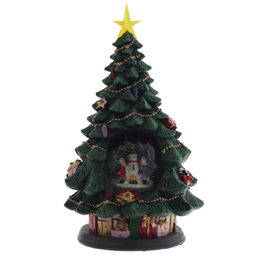 Фигур декор в стекл шаре "Елка и Снеговик" (подсв,муз, вьюга, AAх3 н/п), D 10 см, L19,5 W19,5 H35 см