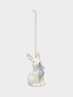 Подвеска декоративная, 7 см, фарфор P, молочная, Кролик с бантом, White Rabbit - Anna lafarg фото 6