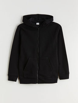 Kap??onlu Erkek ?ocuk Kal?n Fermuarl? Sweatshirt