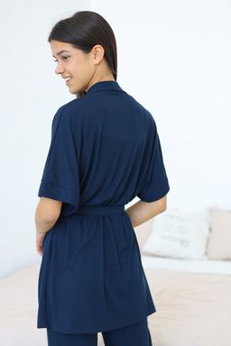 Халат женский 242L13-18 темно-синий - Solo mio фото 4