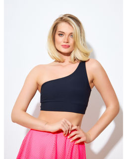 Топ на одно плечо в рубчик PREMIUM черный