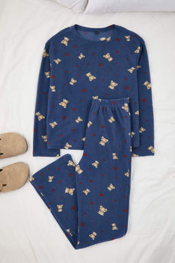 Ekru Ay?c?k ve Kalp Desenli K?sl?k Polar Orme Pijama Tak?m? THMAW26PT00150 - Trendyolmilla фото 9