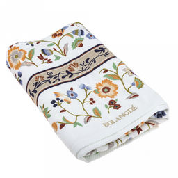 "Япония-2021" Полотенце махровое 70х140см, плотность 300гр/м2, 100% хлопок, с вышивкой, "Васильки", бежевый (красный), Bolangde (Китай)