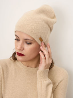 Шапка из кашемира 15-14-019-0C бежевая