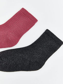 K?z ?ocuk Ka?mir Kar???ml? Soket ?orap 2li