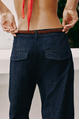 Брюки Zara PANTALON CHINO CINTURON TRENZADO индиго